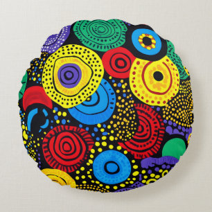 Abstracte dot art 4 rond kussen