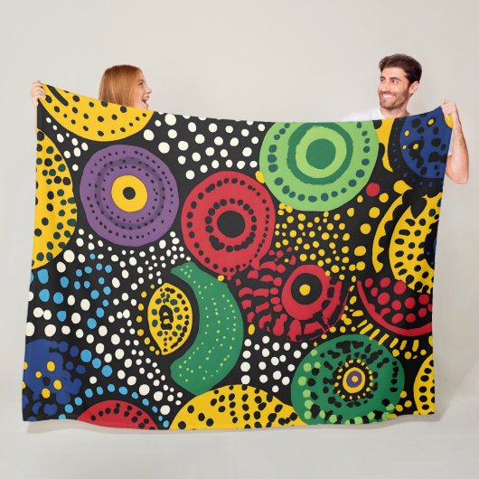 Abstracte dot art 8 fleece deken (In situ)