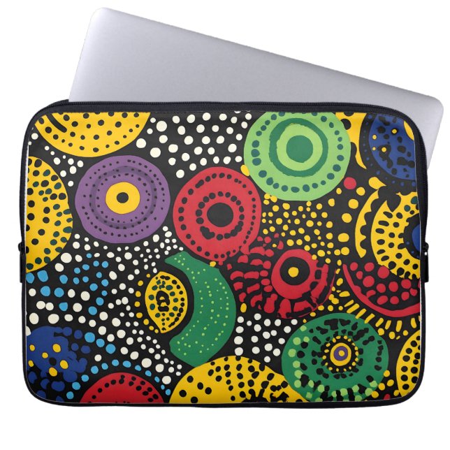 Abstracte dot art 8 laptop sleeve (Voorkant)