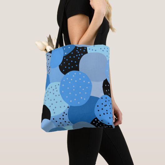 Abstracte Dotty Blue Circles Tote Bag (Dichtbij)