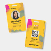 Abstracte Draai Geel Professionele Naam Badge ID (Voor- en achterkant)