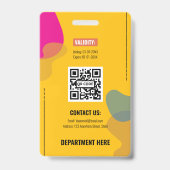 Abstracte Draai Geel Professionele Naam Badge ID (Achterkant)