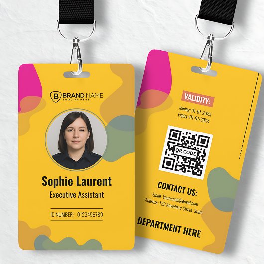 Abstracte Draai Geel Professionele Naam Badge ID