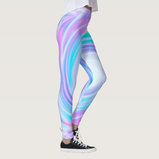 Abstracte draai vloeibare pastel paarse kleuren af leggings (Rechts)