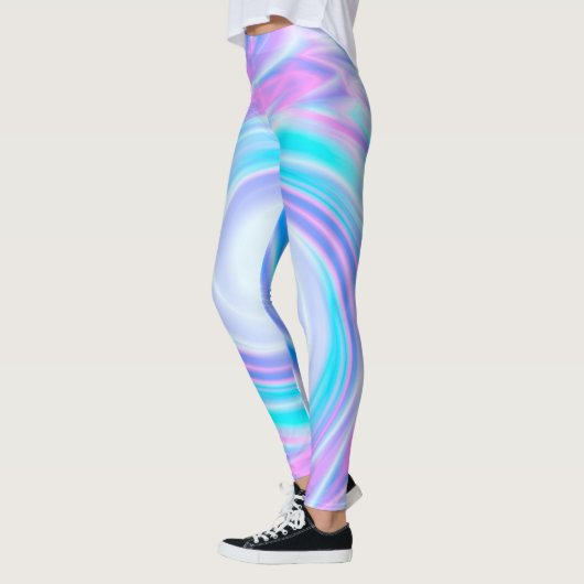 Abstracte draai vloeibare pastel paarse kleuren af leggings (Links)