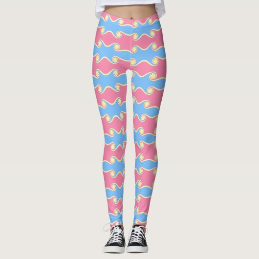 Abstracte draaiende golven in pasteltinten Legging (Voorkant)