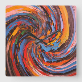Abstracte Draaiende Kleurrijke Schilderkunst Vierkante Klok