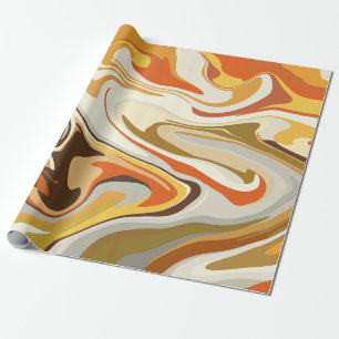 Abstracte Draaiende Oranje en Beige Ontwerp Cadeaupapier