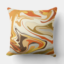 Abstracte Draaiende Oranje en Beige Ontwerp Kussen