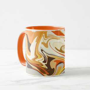 Abstracte Draaiende Oranje en Beige Ontwerp Mok