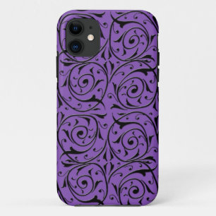 Abstracte Draaiende Wijnranken Paars en Zwart Case-Mate iPhone Case