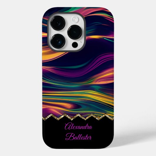 Abstracte Draaikolk Paars Goud Groen Roze Geel Case-Mate iPhone Case (Achterkant)