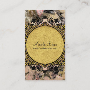 Abstracte Draaikolk Roze Zwart & Goud Glam Grunge  Visitekaartje