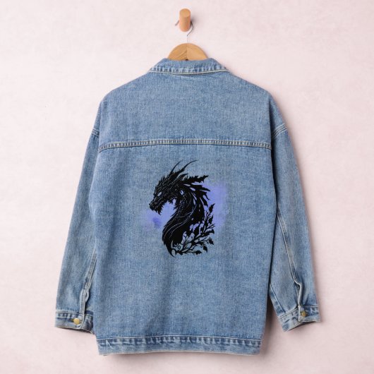 Abstracte Draak, Paarse Waterverf Denim Jacket (Hangar)