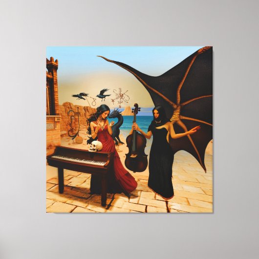 Abstracte Dragon Skull Occult Dark Witchy AI Art Canvas Afdruk (Voorkant)