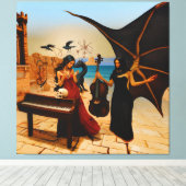 Abstracte Dragon Skull Occult Dark Witchy AI Art Canvas Afdruk (Insitu (Houten vloer))