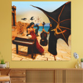 Abstracte Dragon Skull Occult Dark Witchy AI Art Canvas Afdruk (Insitu (Woonkamer))