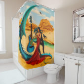 Abstracte Dragon Skull Occult Dark Witchy AI Art Douchegordijn (In situ)