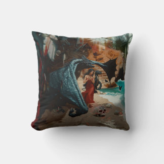 Abstracte Dragon Skull Occult Dark Witchy AI Art Kussen