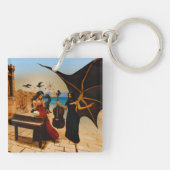 Abstracte Dragon Skull Occult Dark Witchy AI Art Sleutelhanger (Achterkant)