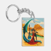 Abstracte Dragon Skull Occult Dark Witchy AI Art Sleutelhanger (Voorkant Links)