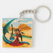 Abstracte Dragon Skull Occult Dark Witchy AI Art Sleutelhanger (Achterkant)