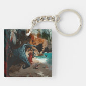 Abstracte Dragon Skull Occult Dark Witchy AI Art Sleutelhanger (Achterkant)