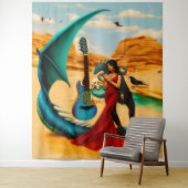 Abstracte Dragon Skull Occult Dark Witchy AI Art Wandkleed (In situ)