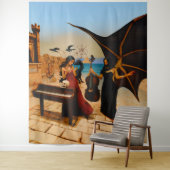 Abstracte Dragon Skull Occult Dark Witchy AI Art Wandkleed (In situ)