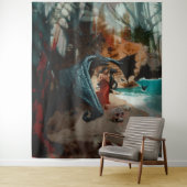 Abstracte Dragon Skull Occult Dark Witchy AI Art Wandkleed (In situ)