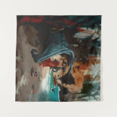 Abstracte Dragon Skull Occult Dark Witchy AI Art Wandkleed (Voorkant (horizontaal))