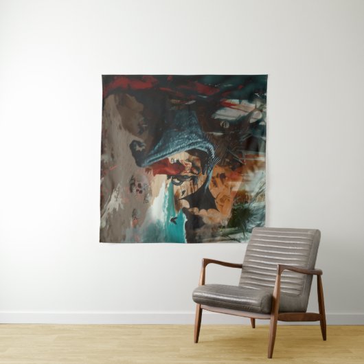 Abstracte Dragon Skull Occult Dark Witchy AI Art Wandkleed (In Situ (horizontaal))