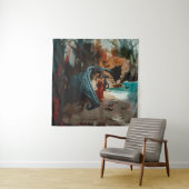 Abstracte Dragon Skull Occult Dark Witchy AI Art Wandkleed (In situ)