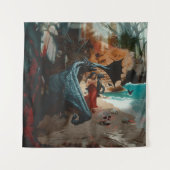 Abstracte Dragon Skull Occult Dark Witchy AI Art Wandkleed (Voorkant)