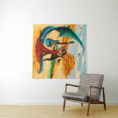 Abstracte Dragon Skull Occult Dark Witchy AI Art Wandkleed (In Situ (horizontaal))