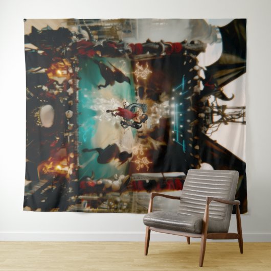 Abstracte Dragon Skull Occult Dark Witchy AI Art Wandkleed (In Situ (horizontaal))