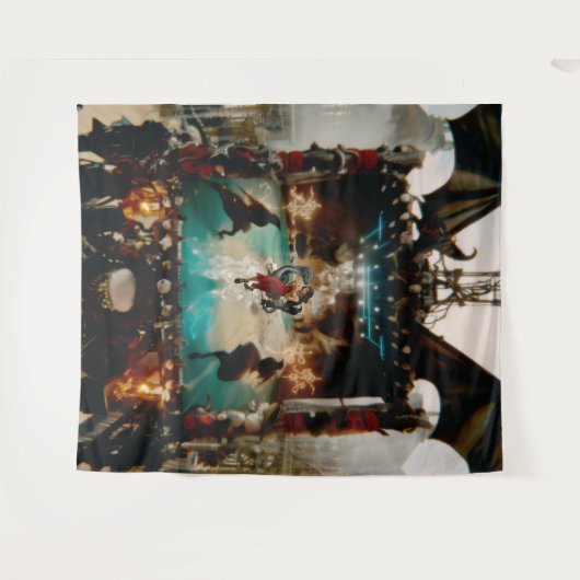 Abstracte Dragon Skull Occult Dark Witchy AI Art Wandkleed (Voorkant (horizontaal))