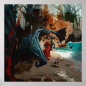 Abstracte Dragon Skull Witchy AI Art Matte Waarde Poster (Voorkant)