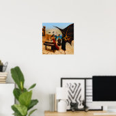 Abstracte Dragon Skull Witchy AI Art Matte Waarde Poster (Thuiskantoor)