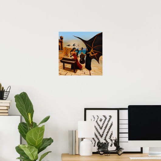 Abstracte Dragon Skull Witchy AI Art Matte Waarde Poster (Thuiskantoor)