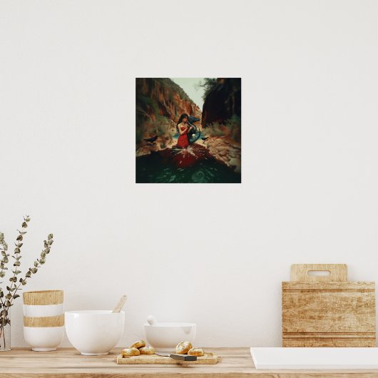 Abstracte Dragon Skull Witchy AI Art Matte Waarde Poster (Keuken)