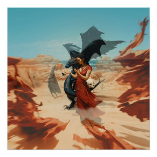 Abstracte Dragon Skull Witchy AI Art Semi-Gloss Perfect Poster