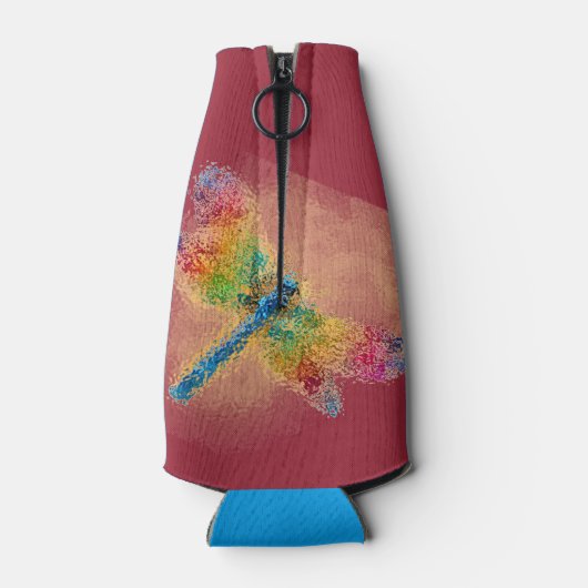 Abstracte Dragonfly Art (rood) Flesjeskoeler (Achterkant)