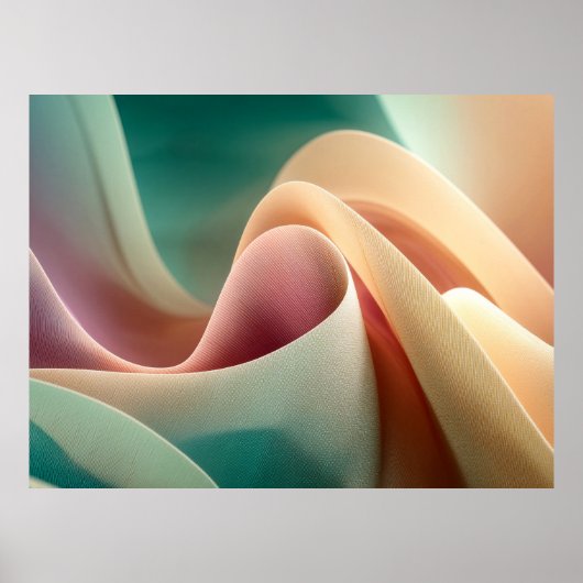 Abstracte Draperie met Pastel Gradiëntstroom Poster (Voorkant)
