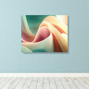 Abstracte Draperie met Pastelkleurige Gradiëntstro Canvas Afdruk