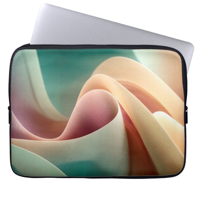 Abstracte Draperie met Pastelkleurige Gradiëntstro Laptop Sleeve (Voorkant)