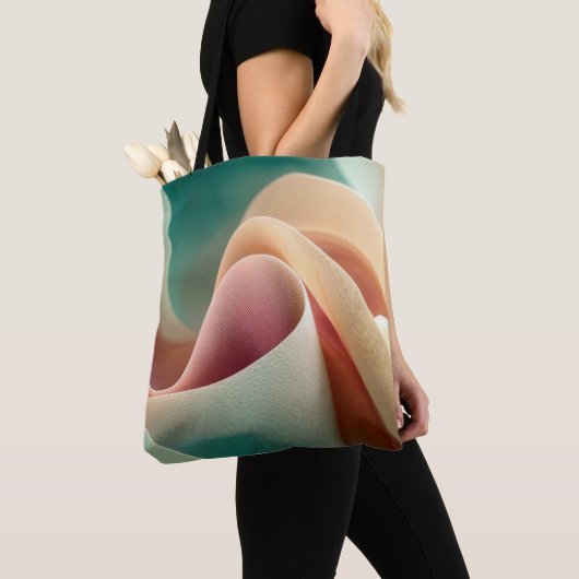 Abstracte Draperie met Pastelkleurige Gradiëntstro Tote Bag (Dichtbij)