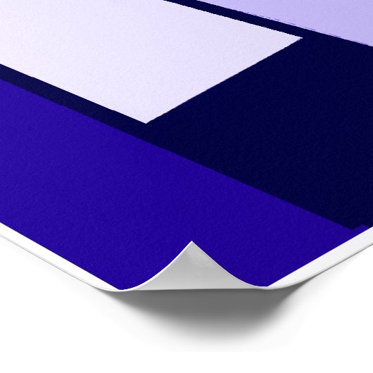 Abstracte drie blauwe multi-form kunst poster (Hoek)