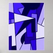 Abstracte drie blauwe multi-form kunst poster (Voorkant)