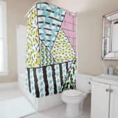 Abstracte drie: handgetekende achtergrondkunst. douchegordijn (In situ)